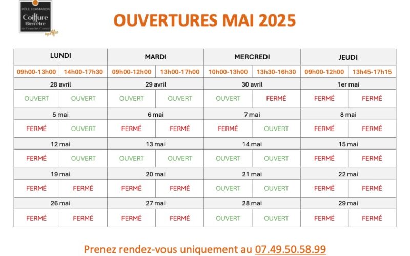 OUVERTURE MAI 2025